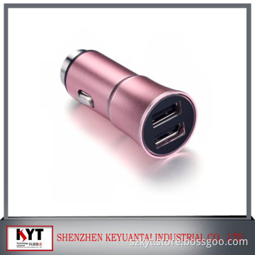 Aluminum material Dual USB 2 Port USB Car Charger 12V-24V Safety Hammer Car Charger For iPhone iPad Tablet PC Mobile